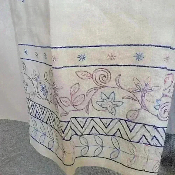 Carroll Reed Womems Linen Pants Size 10 Lined Embroidered Beach - Picture 2 of 13